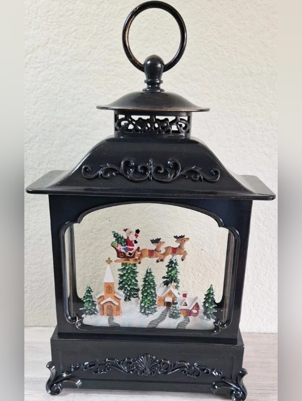 Valerie Parr Hill 12" Illuminated Glitter Santa Lantern